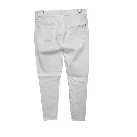 7 For All Mankind White Stretch Skinny Jeans 11" High Rise Zipper Size 29 - Picture 2 of 10